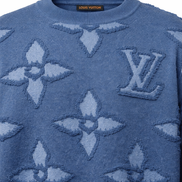 Louis Vuitton Textured Monogram Floral Blue Cotton Jumper 