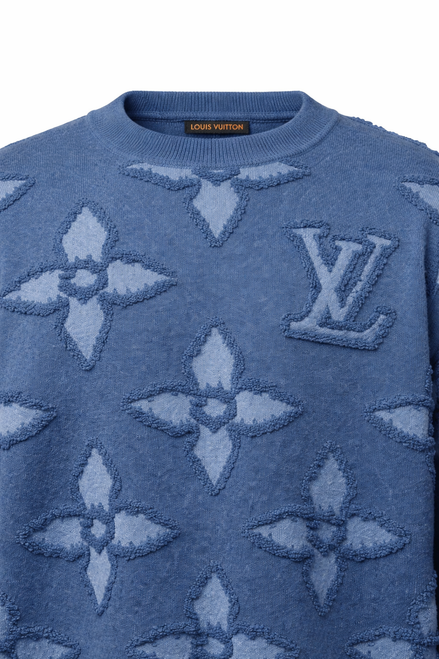 Louis Vuitton Textured Monogram Floral Blue Cotton Jumper "Unworn"