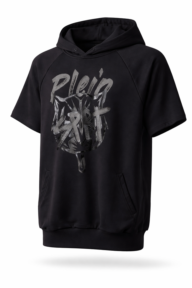 Plein Sport Black Tiger Logo Sleeveless Hoodie "Unworn"