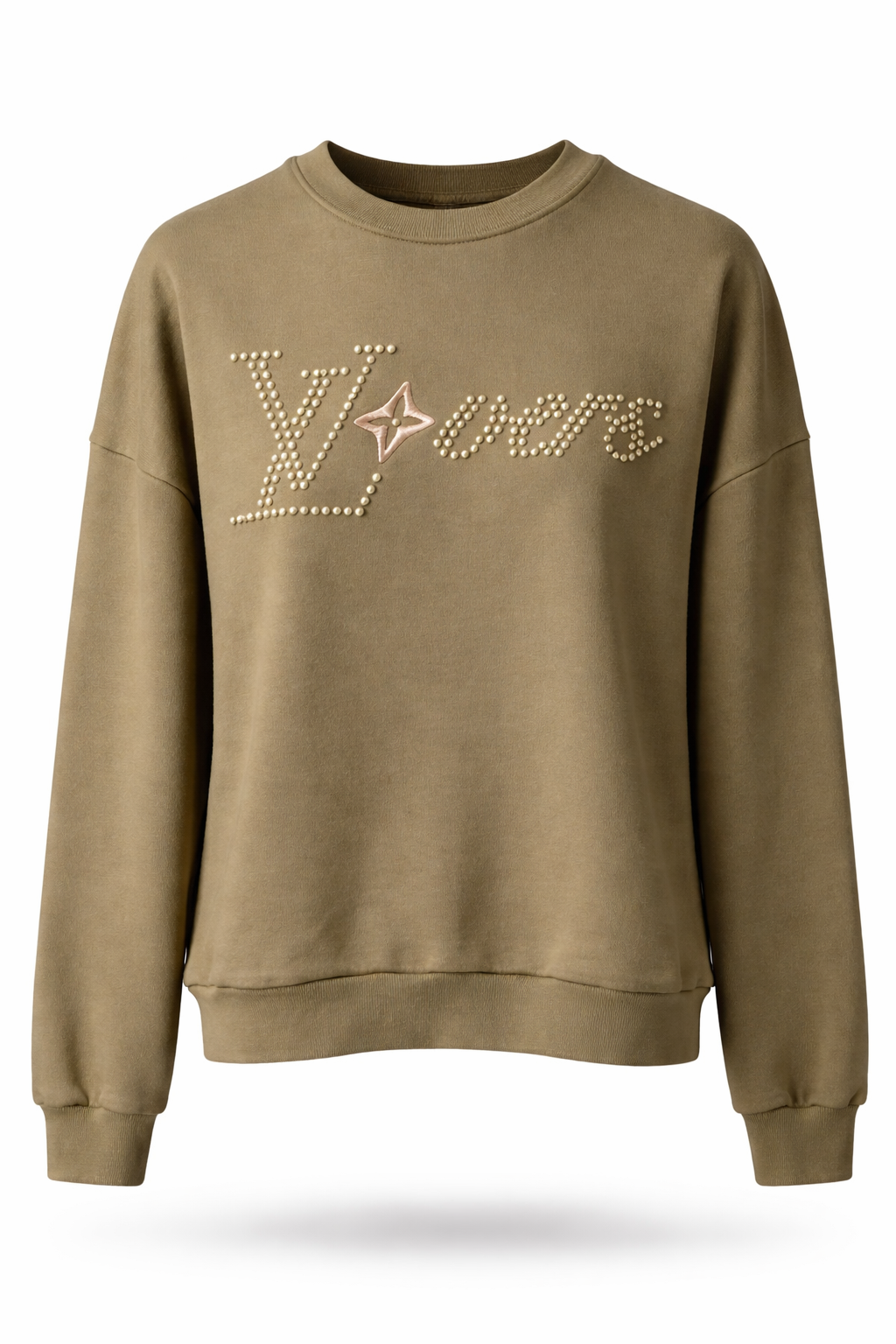 Louis Vuitton Khaki Green LVers Beaded Sweatshirt (Pre-Loved)