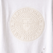 Balmain White Distressed Crest Logo T-Shirt (Pre-Loved)