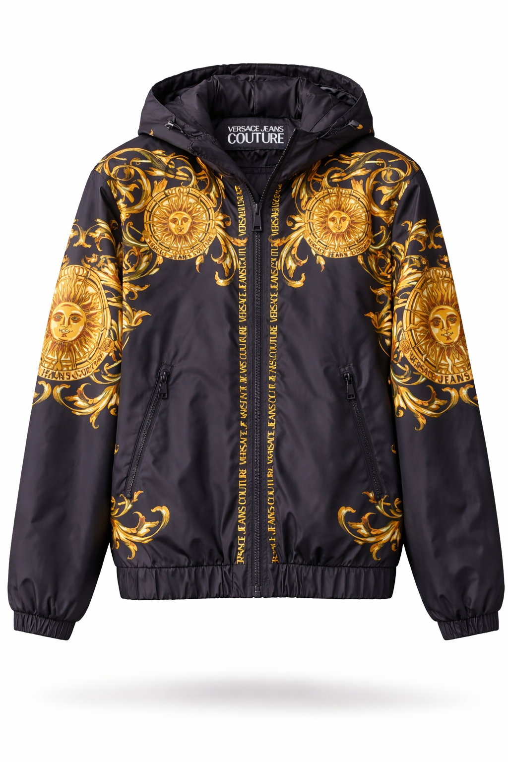 Versace Jeans Couture Black & Gold Sun Baroque Windbreaker 