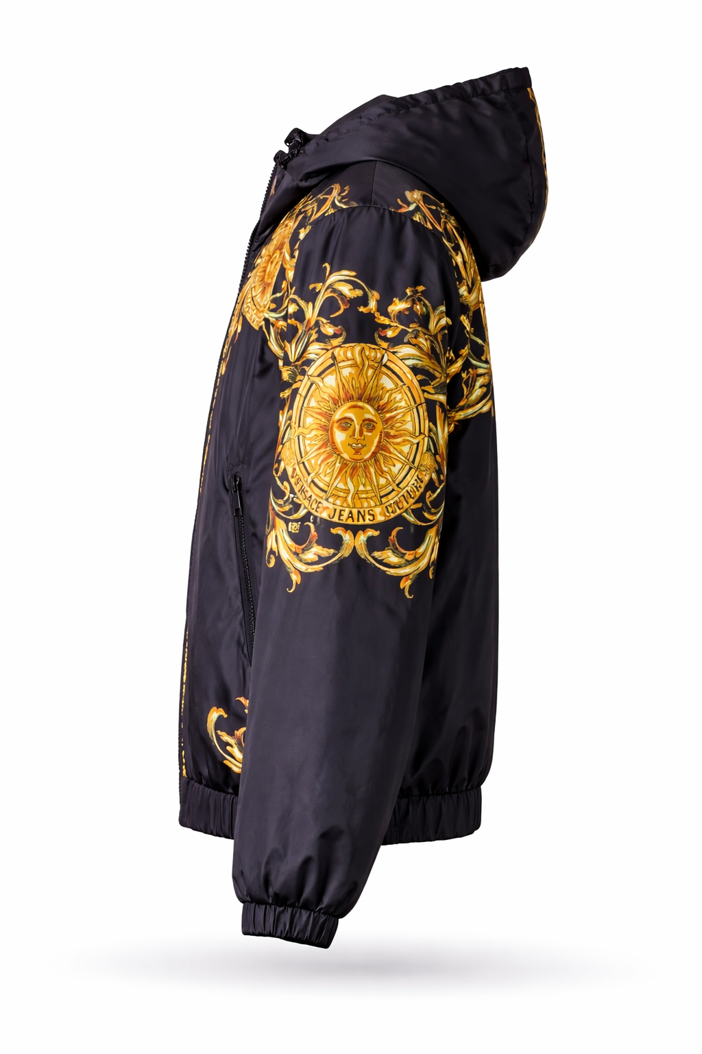 Versace Jeans Couture Black & Gold Sun Baroque Windbreaker 