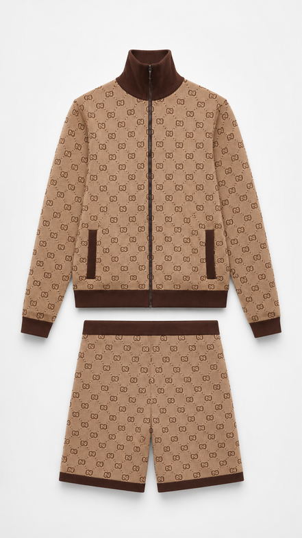 Gucci Beige and Brown GG Monogram Track Set "Unworn"