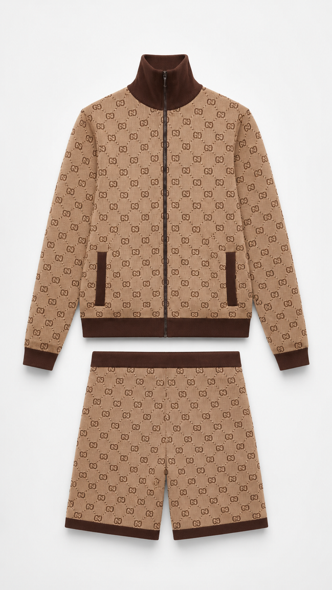 Gucci Beige and Brown GG Monogram Track Set "Unworn"