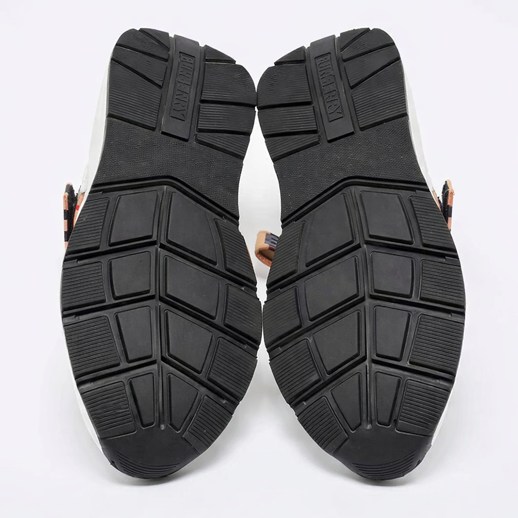 Burberry Ramsey White & Vintage Check Leather Trainer 