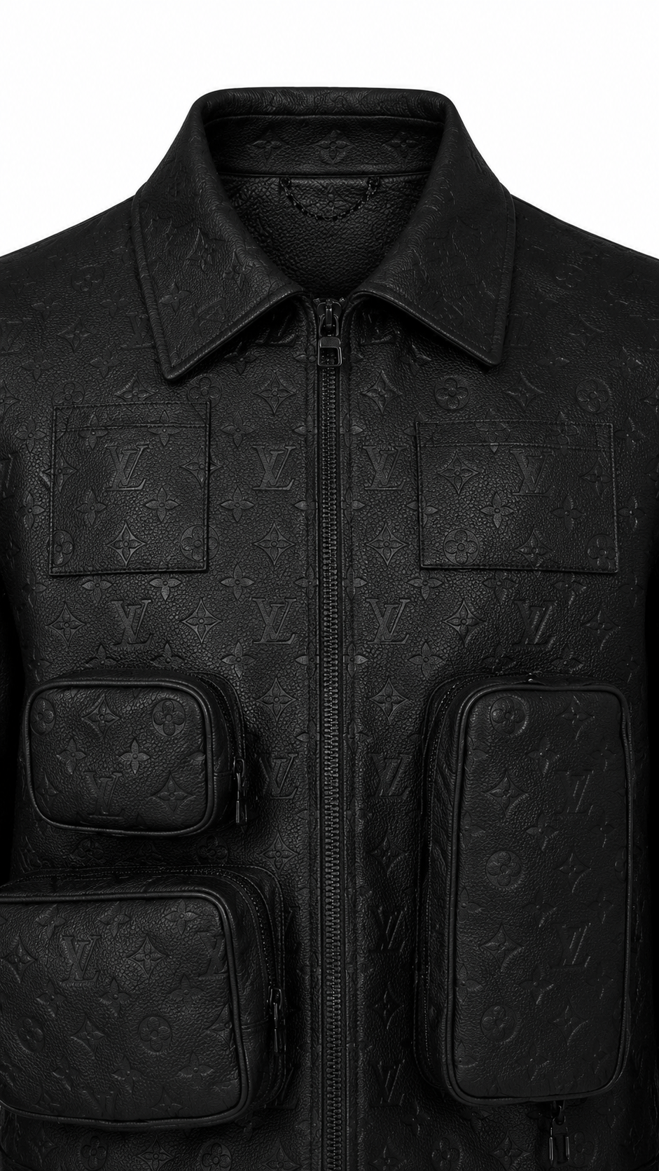 Louis Vuitton Virgil Abloh Monogram Embossed Utility Leather Jacket 