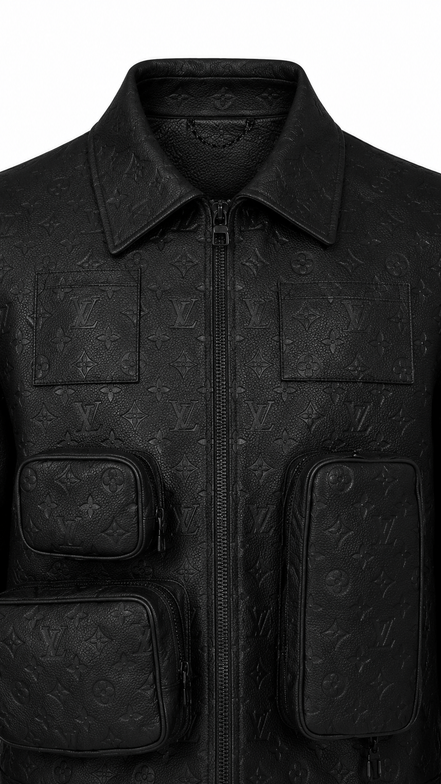 Louis Vuitton Virgil Abloh Monogram Embossed Utility Leather Jacket "Unworn"