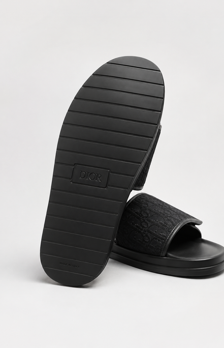 Dior Black Oblique Jacquard Aqua Sandals "Unworn"