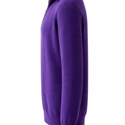 Brunello Cucinelli Deep Purple Ribbed Half-Zip Sweater 
