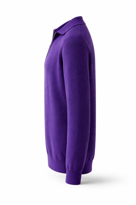 Brunello Cucinelli Deep Purple Ribbed Half-Zip Sweater "Unworn"