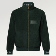 Louis Vuitton Leather Patch Fleece Blouson Dark Green 
