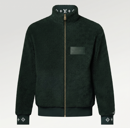 Louis Vuitton Leather Patch Fleece Blouson Dark Green "Unworn"