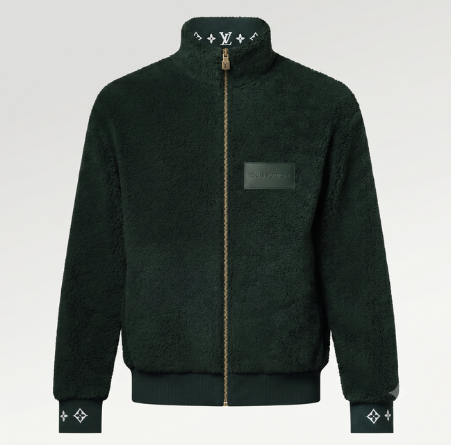 Louis Vuitton Leather Patch Fleece Blouson Dark Green "Unworn"