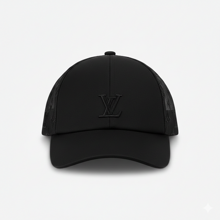 Gorra de béisbol Louis Vuitton Mesh Monogram negra (usada)