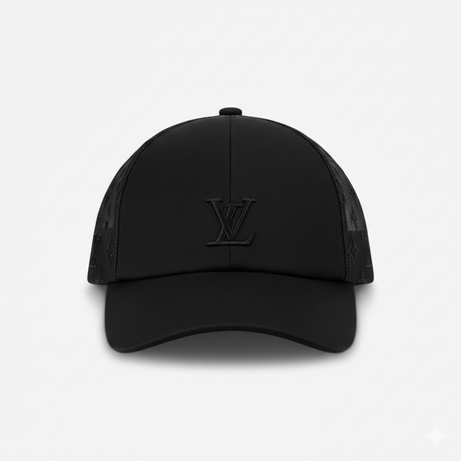 Gorra de béisbol Louis Vuitton Mesh Monogram negra (usada)