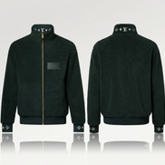 Louis Vuitton Leather Patch Fleece Blouson Dark Green 