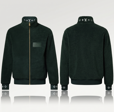 Louis Vuitton Leather Patch Fleece Blouson Dark Green "Unworn"