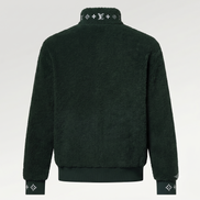 Louis Vuitton Leather Patch Fleece Blouson Dark Green 