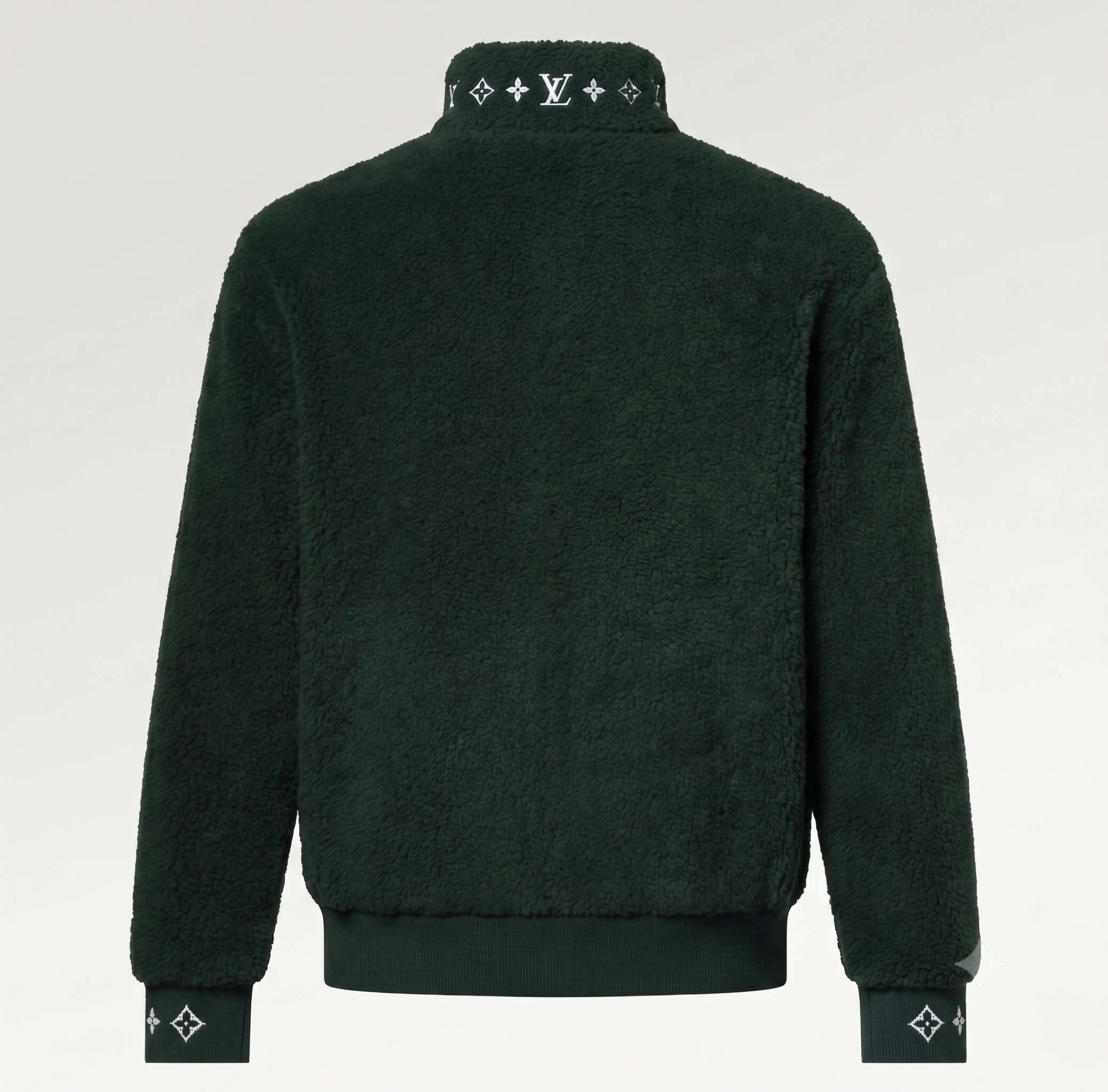 Louis Vuitton Leather Patch Fleece Blouson Dark Green 