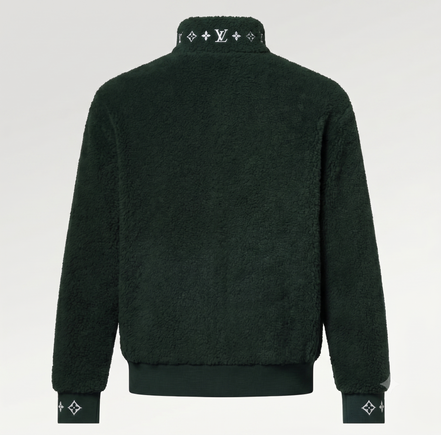 Louis Vuitton Leather Patch Fleece Blouson Dark Green "Unworn"