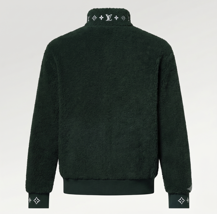 Louis Vuitton Leather Patch Fleece Blouson Dark Green "Unworn"