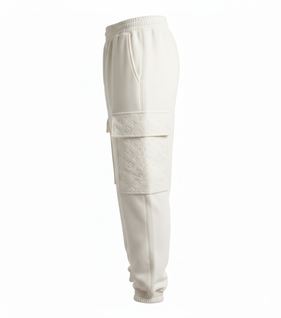 Rare Louis Vuitton White Cotton Cargo Joggers Fits (Pre-Loved)
