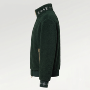 Louis Vuitton Leather Patch Fleece Blouson Dark Green 
