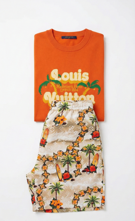 Louis Vuitton Rare Orange "Paradise" T-Shirt & Shorts  "Unworn"