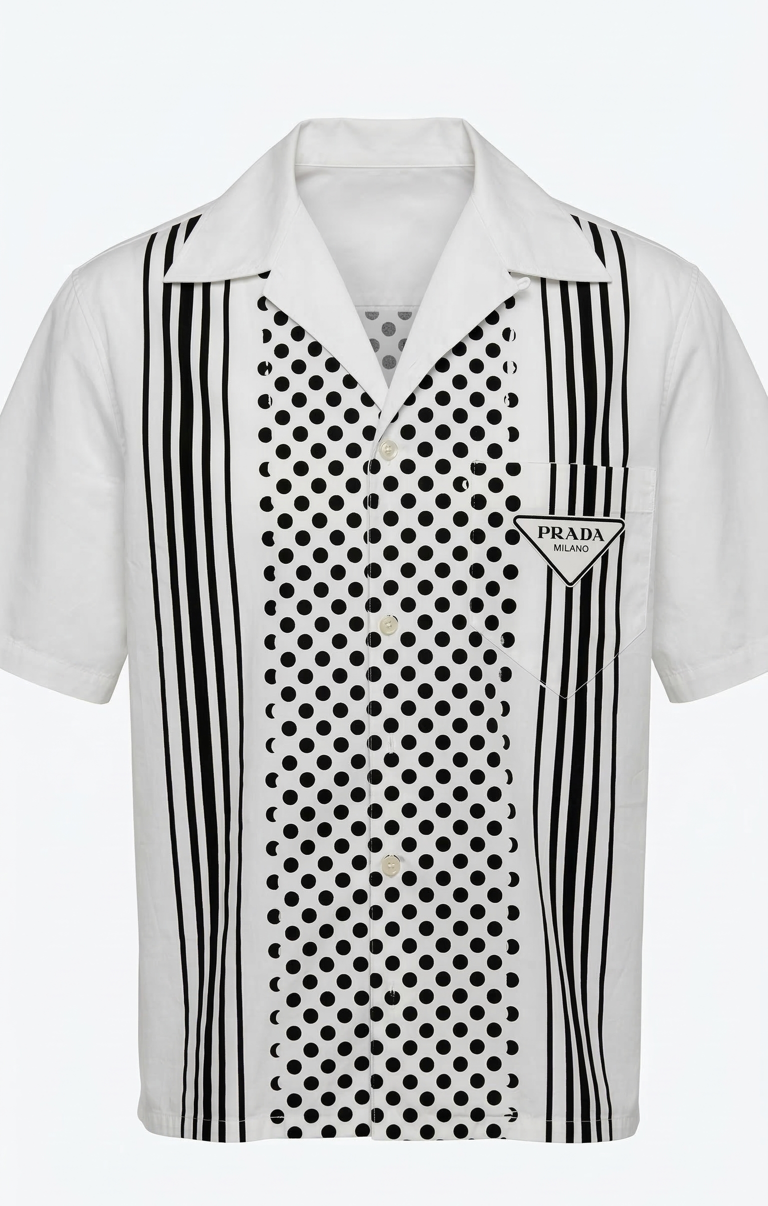 Prada Polka Dot & Striped Short-Sleeved Shirt 