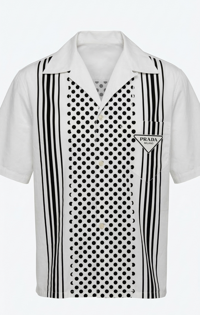 Prada Polka Dot & Striped Short-Sleeved Shirt "Unworn"