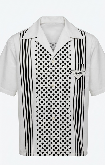 Prada Polka Dot & Striped Short-Sleeved Shirt "Unworn"