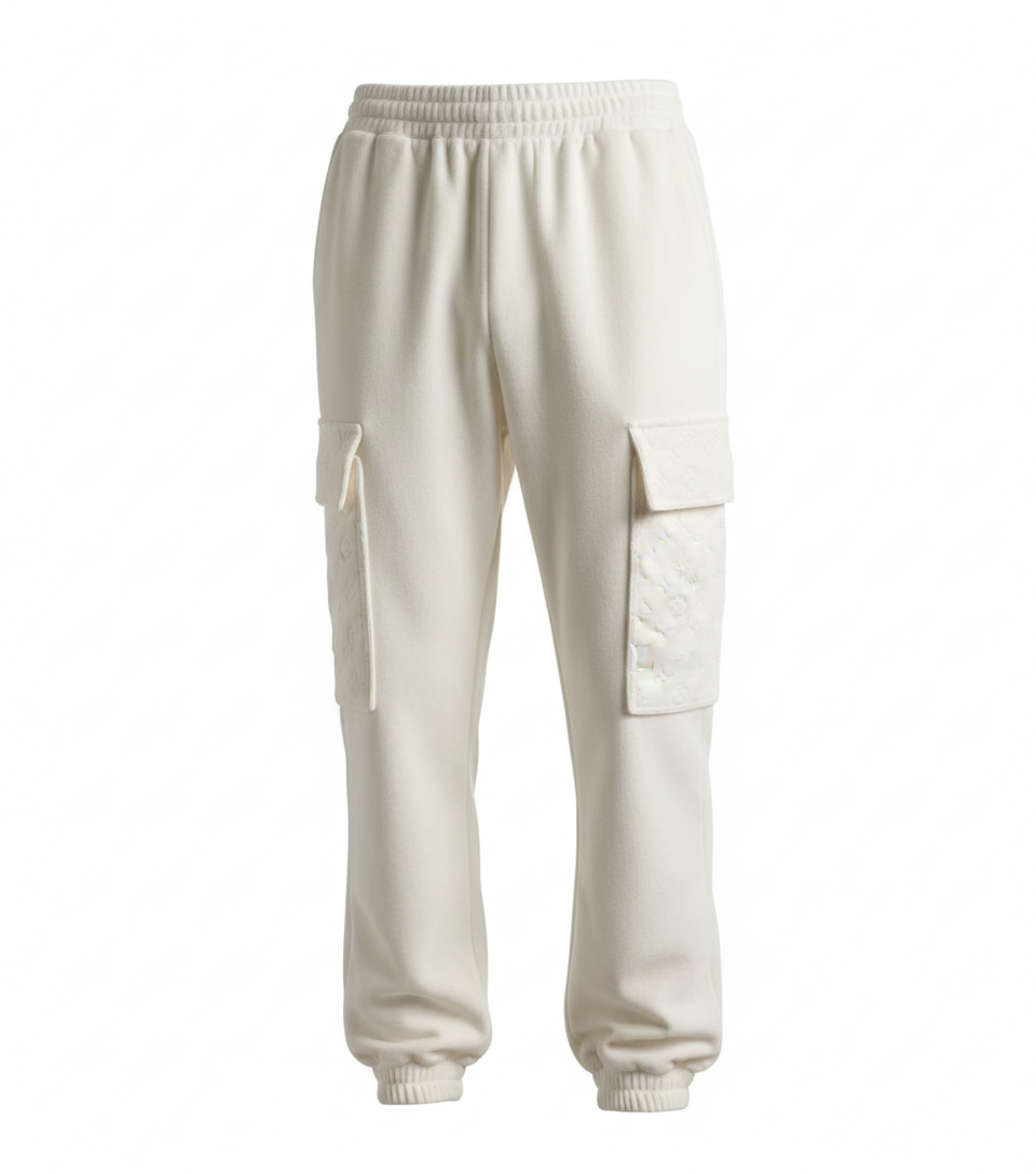 Rare Louis Vuitton White Cotton Cargo Joggers Fits (Pre-Loved)