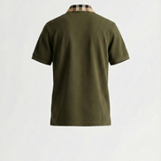 Burberry Check Collar Polo Shirt Dark Olive  (Pre-Loved)
