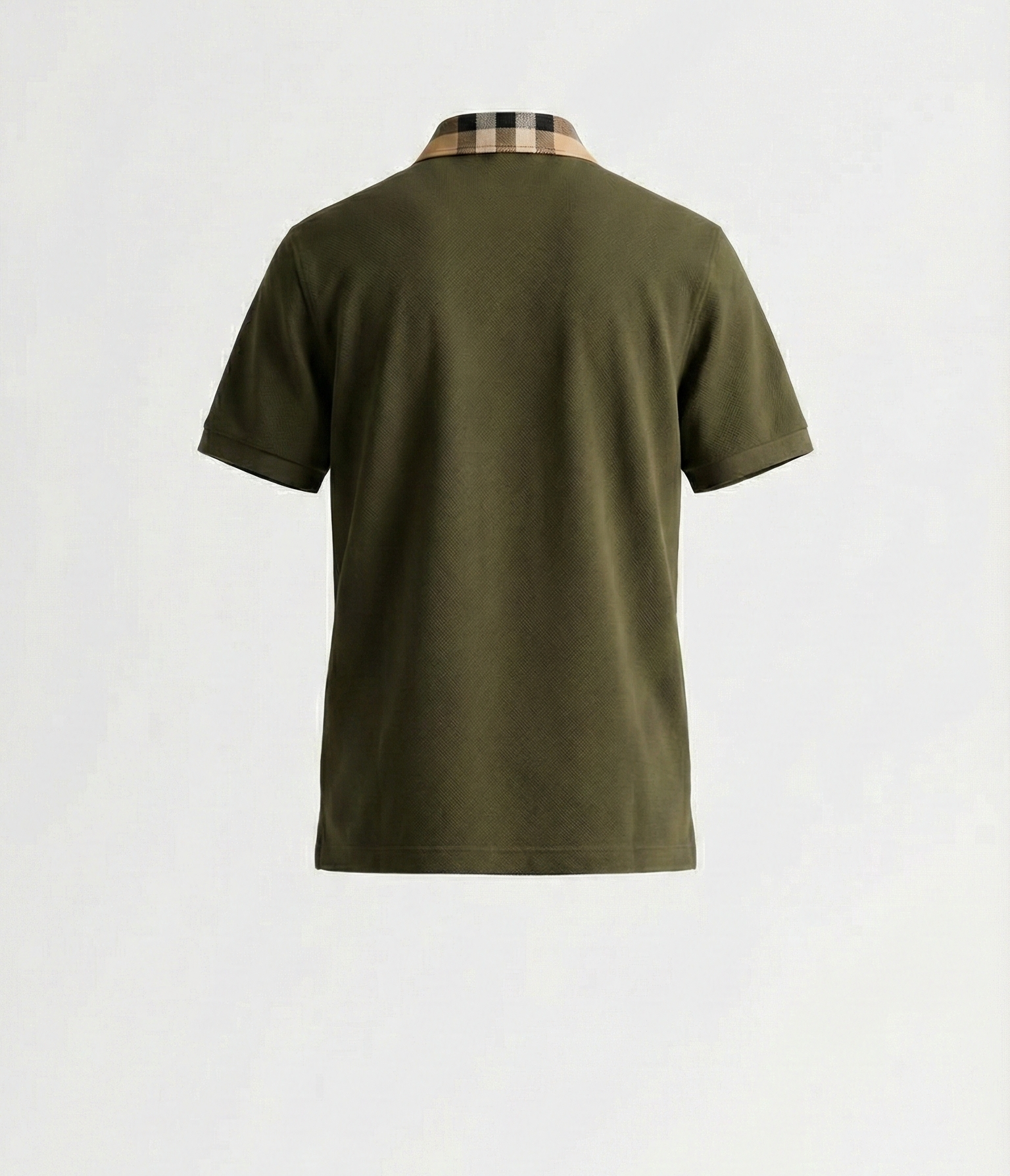 Burberry Check Collar Polo Shirt Dark Olive  (Pre-Loved)