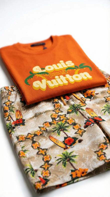 Louis Vuitton Rare Orange "Paradise" T-Shirt & Shorts  "Unworn"