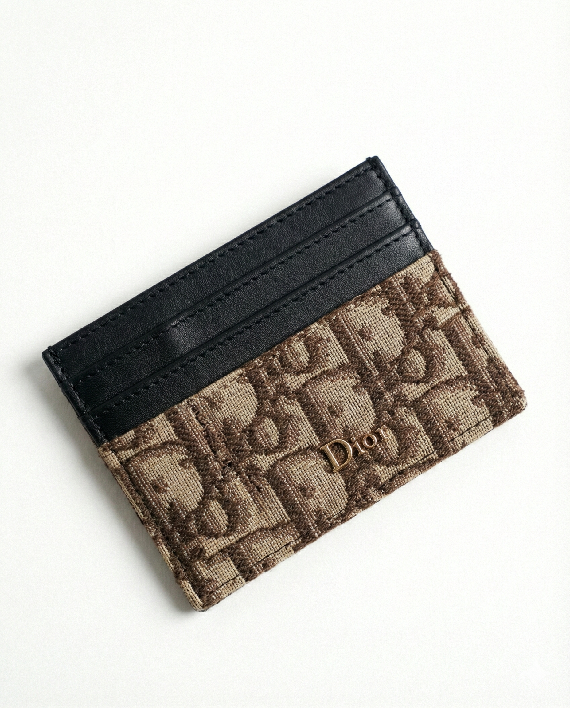 Dior Oblique Jacquard Card Holder Beige and Black 
