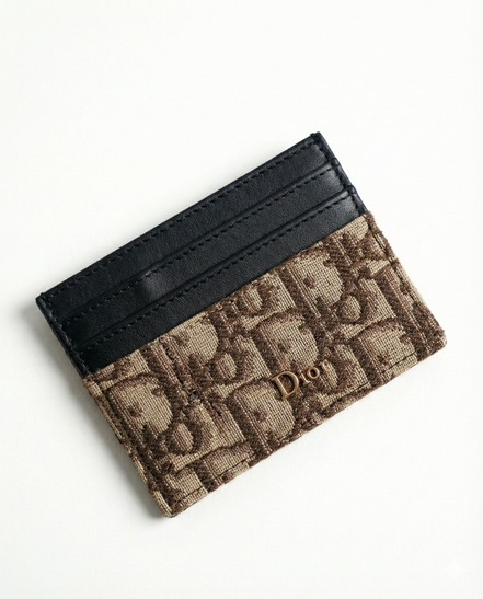 Dior Oblique Jacquard Card Holder Beige and Black "Unworn"