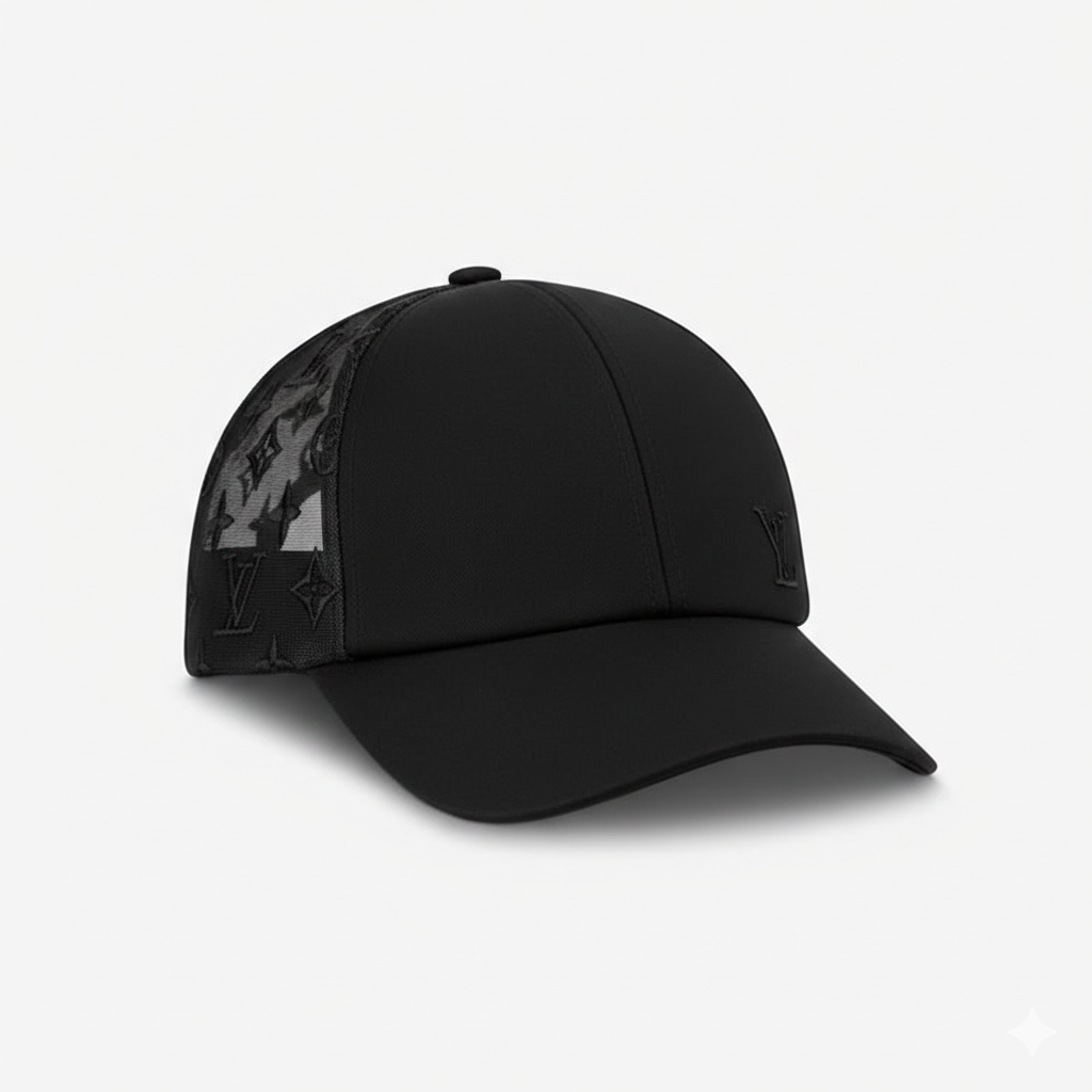 Gorra de béisbol Louis Vuitton Mesh Monogram negra (usada)
