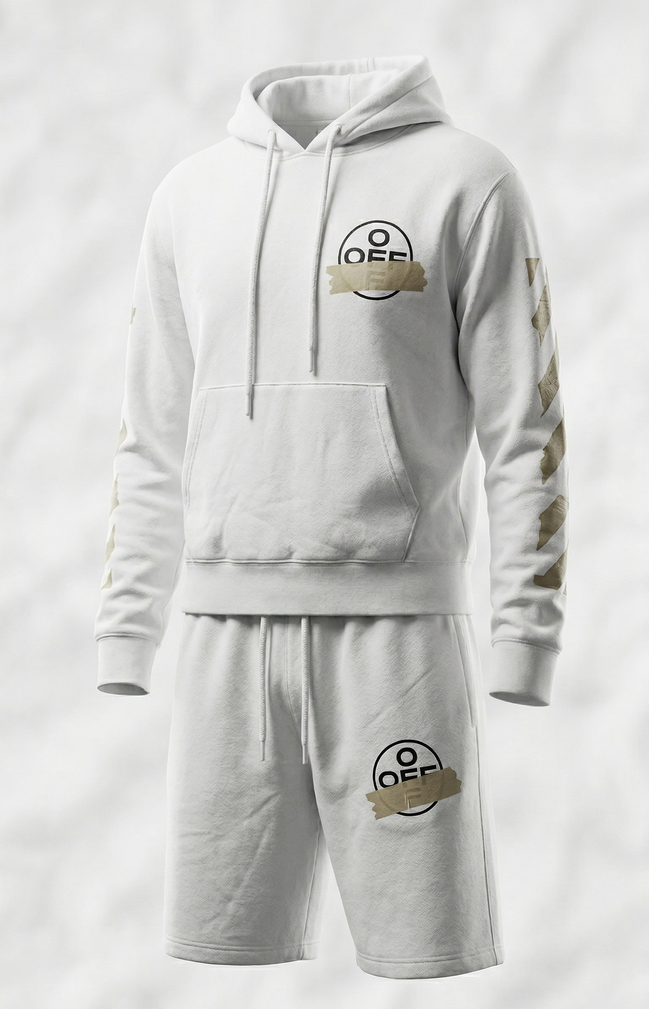 Off-White Tape Logo White Cotton Tracksuit Set (Pre-Loved)