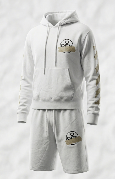 Off-White Tape Logo White Cotton Tracksuit Set (Pre-Loved)