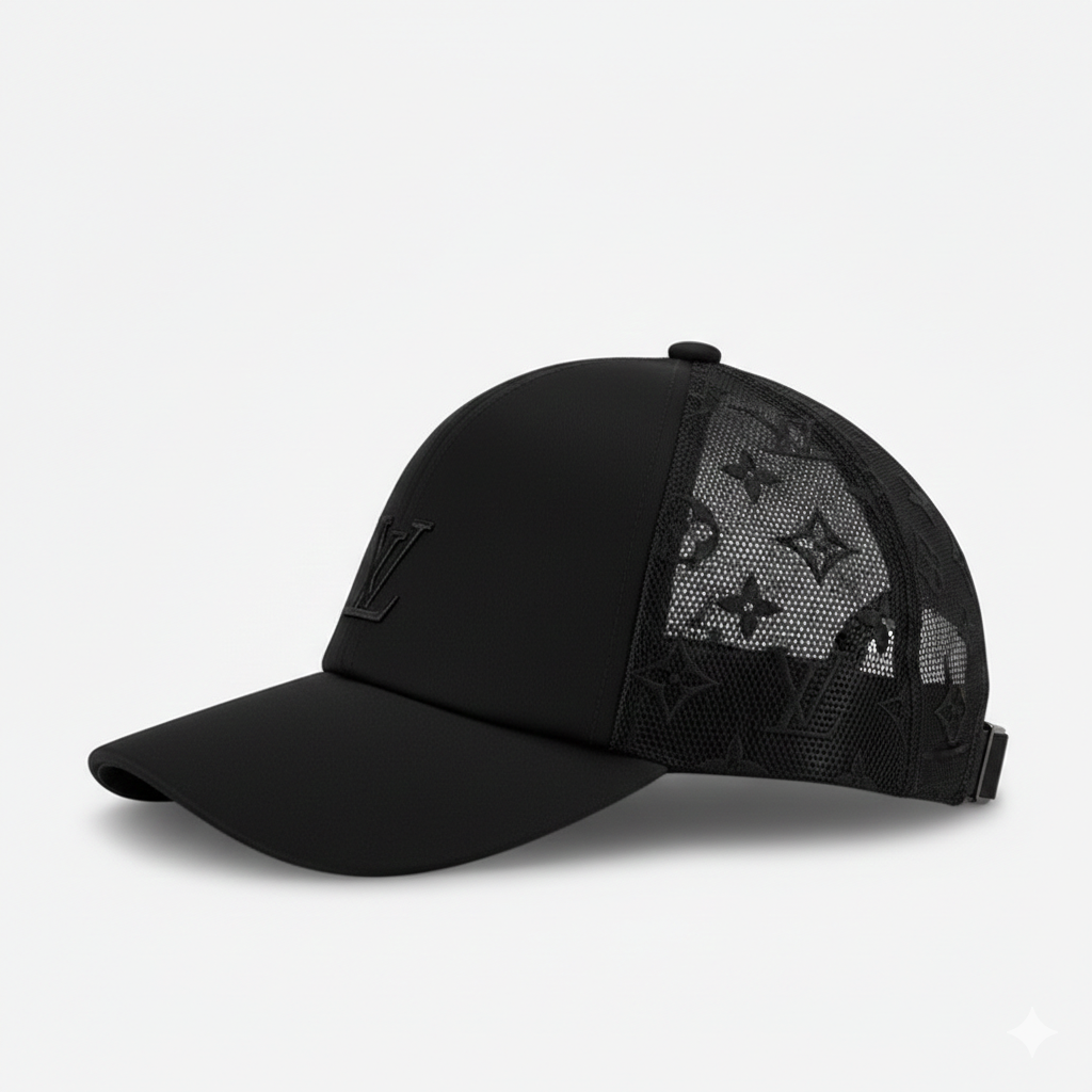 Gorra de béisbol Louis Vuitton Mesh Monogram negra (usada)