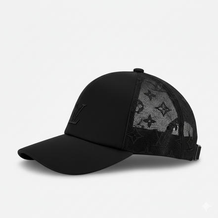Gorra de béisbol Louis Vuitton Mesh Monogram negra (usada)