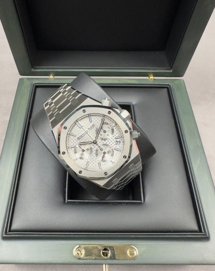 The Audemars Piguet Royal Oak 26240ST 50th Anniversary edition in white "Never Owned"