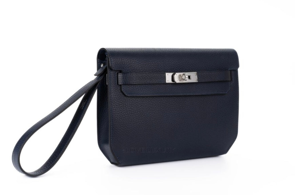 Hermès Kelly Dépêche 25 in Blue Marine and Blue Nuit 