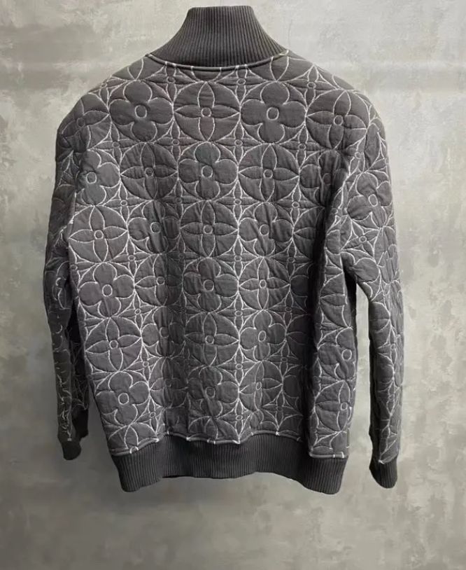 Louis Vuitton Zip-Through Flower Grey Size M 