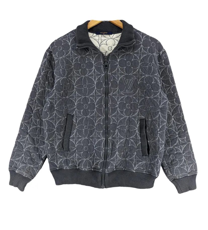 Louis Vuitton Zip-Through Flower Grey Size M 