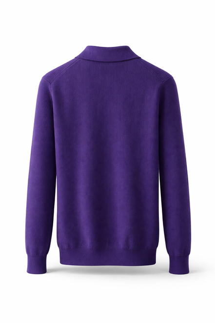 Brunello Cucinelli Deep Purple Ribbed Half-Zip Sweater "Unworn"