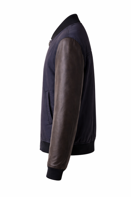 Prada Re-Nylon & Nappa Leather Mixed Media Bomber Jacket (Pre-Loved)