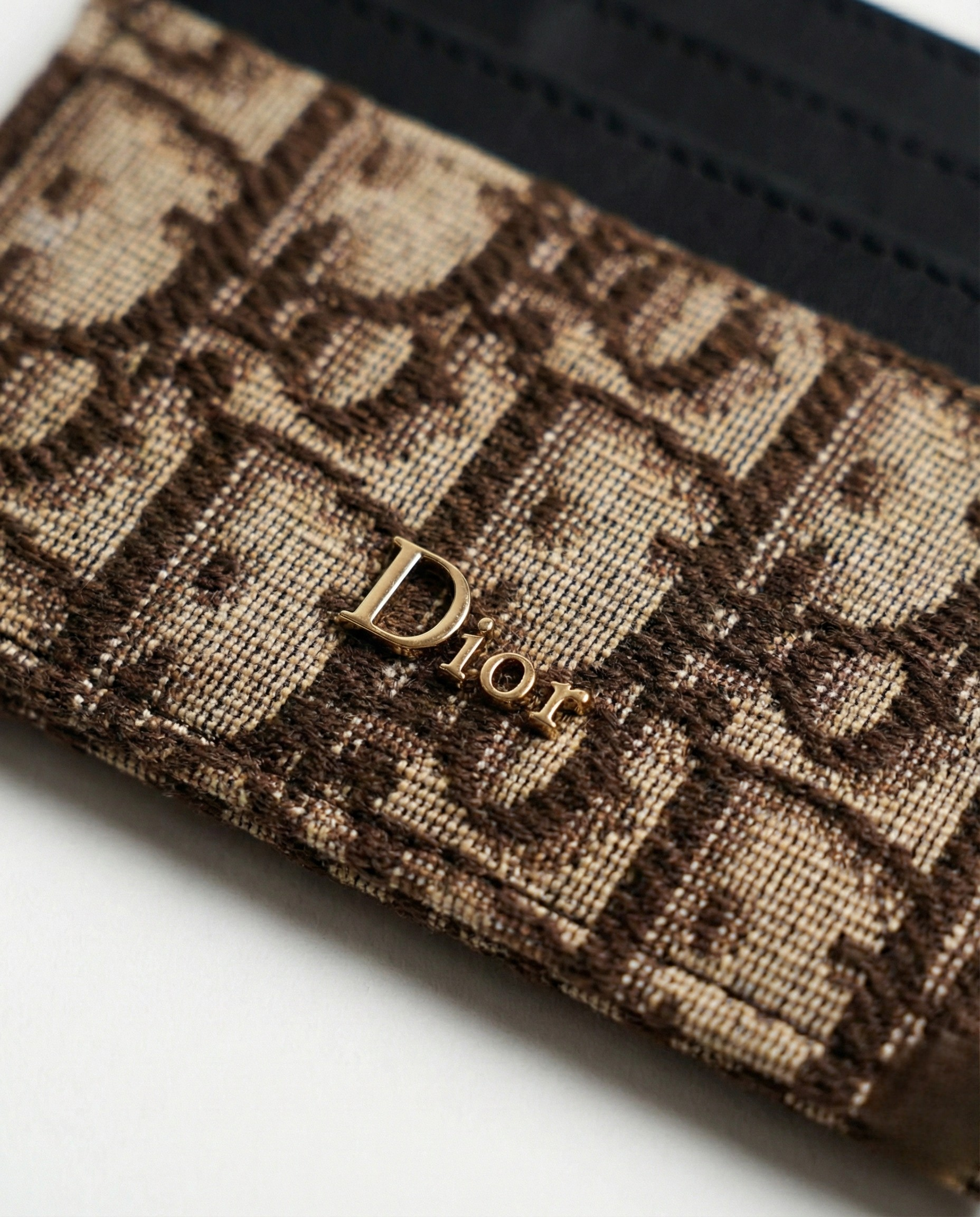 Dior Oblique Jacquard Card Holder Beige and Black 